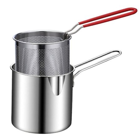 Rustfrit Stål Dyb Frituresgryde Tempura Pommes Frites Frituregryde med Si Kylling Stegte Pander Køkken