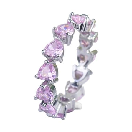 Hjärtformad Ring med Strass för Kvinnor - Justerbar, Fint Utförande, Perfekt för Dejting Pink