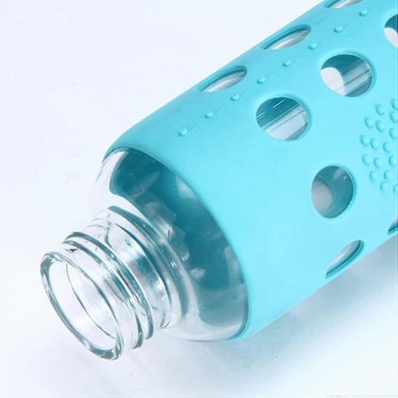Sportglas Vattenflaska med Silikonhylsa med Lock BPA-fri Sportglas Vattenflaska med Silikonhylsa (Ljusblå)