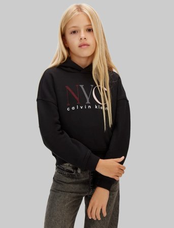 Calvin Klein Nyc Graphic Fleece Hoodie - Black - 164
