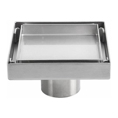 Osynligt golvbrunn i 304 rostfritt stål, fyrkantig, förtjockad deodorant golvbrunn, 10x10 cm