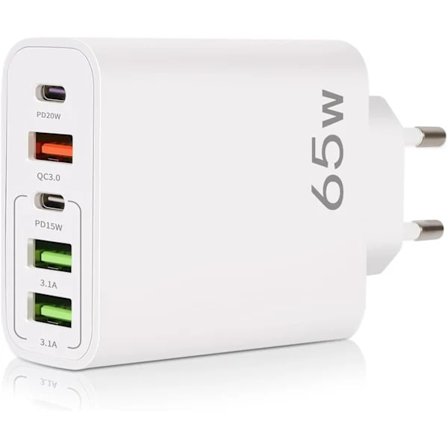 USB C-lader, 65W 5-port USB C-lader med QC 3.0 Smart Hurtiglader, USB Strømadapter for iPhone 15 14 13 12 11 Pro MAX SE 2020 XS XR 8 7-XF27-