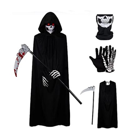 4 stk. sett Halloween Grim Reaper Kappe Kappe med hette Cosplay Trollmann Djevel Vampyrer Kappe Halloween Karneval Festdrakter for Voksne