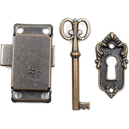 Koristeellinen lukko kaappiin, kaapin oveen, laatikkoon avaimella (1 setti)