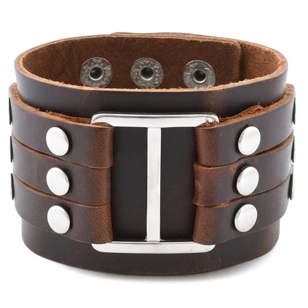 Pulseira Fivela em Pele Castanha para homens - Pulseiras largas