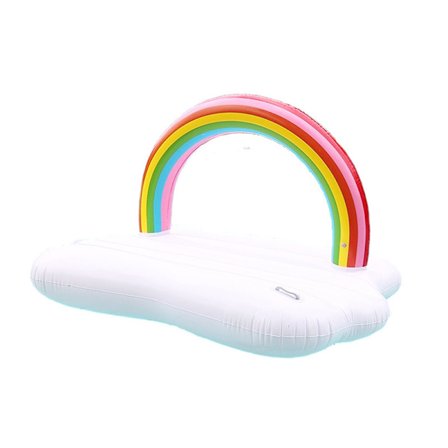 Regnbue flytende øy flytende flåte PVC voksen vann lounge stol underholdning flytende seng stor mount sammenleggbar svømmesirkel, (210*140cm)