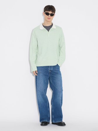 Holzweiler - Regular-Fit Polo - Green Stripe - Mens - Large