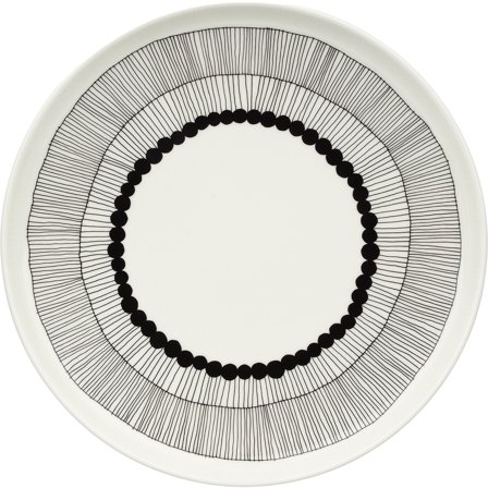 Marimekko Siirtolapuutarha tallrik 25 cm, svart/vit | Dukning & Servering > Tallrikar > Tallrik | Bagaren och Kocken