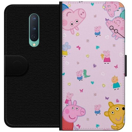 Kompatibelt Lommeboketui til OnePlus 8 Peppa Gris med en baby i armene, mamma gris motiv i fargerik og myk barneillustrasjon med hjerter