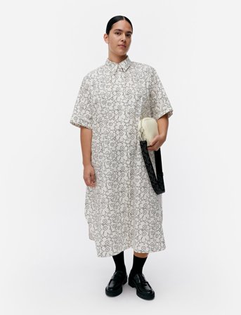Marimekko Popliini Piirto Unikko - White - 38