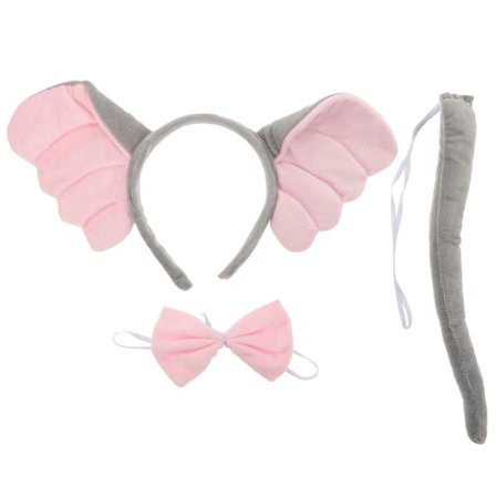 1 Sett Elefant Cosplay Tilbehør Elefantøre Hodeplagg Hale med Sløyfe Dyrekostyme Tilbehør