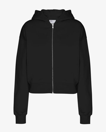 Organic Crop Zip Hood - Deep Black