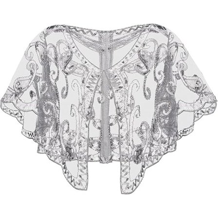 [XJ] Damekrave i 1920'er-stil til kvinder, paillet- og perlebroderede sjaler og omslag til aftenkjoler/fest/bryllup/formelt/Harlem-aften