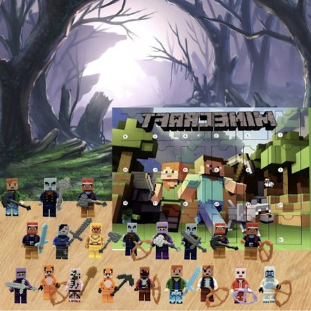 Minecraft Adventskalender 2024, Byggesett Actionfigurer Leker, 24-dagers Julekalender, Julegaveboks Kalender for Voksne Barn Fans