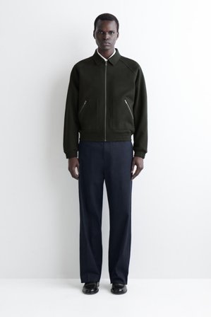 COS Men's Cotton Jersey Bomber Jacket in Green
