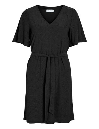 Vila Vikally V-Neck S/S Short Dress - Black - S