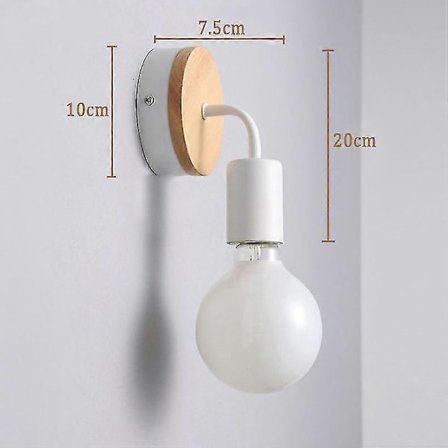 E27 Teollinen Valkoinen Led Seinävalaisin, retro, kytkimellä (EU-pistokkeella, ilman lamppua)