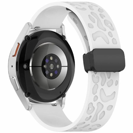 KALEBOL 18mm magnetiskt silikonarmband Huawei Watch GT 5 41mm / GT 4 41mm / Garmin Venu 3S Leopard Print klockarmband - Vit