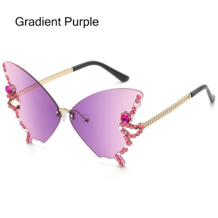 Diamond Butterfly Solglasögon Bling Solglasögon GRADIENT LILA