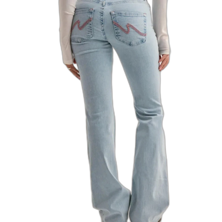 Ljusblå bootcut jeans- SHORT