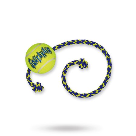 KONG - KONG AIRDOG SQUEAKAIR TENNIS BALL WITH ROPE - 7CM - Hundeposer, Godbitveske, Hundegodbiter, Leketøy for utelek på Doggie.no