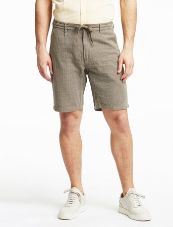 Lindbergh Linen Blend Herringbone Short - Green - XL