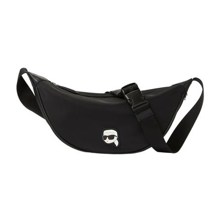 Karl Lagerfeld Shoulder Tas Ikonik 2.0 Nylon Medium Moon , Zwart , Dames , Maat: ONE Size Schoudertassen