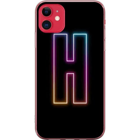 Kompatibelt Mobildeksel til Apple Apple iPhone 11 Minimalistisk neonbokstav H i fargeskiftende lys mot svart bakgrunn med moderne typografisk følelse