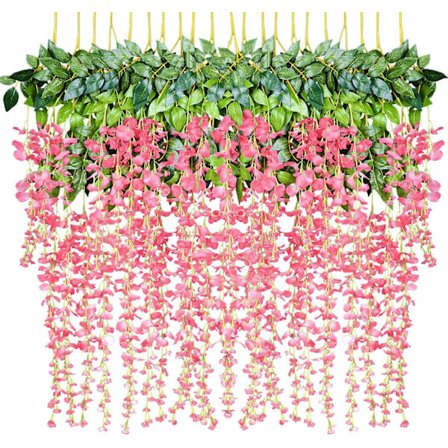 12 Pakke Kunstige Blomster Silke Wisteria Vine Ratta Hængende Blomst til Bryllup Have Floral DIY Stue Kontor Dekoration