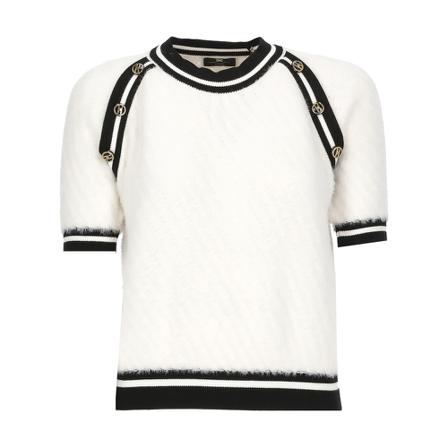Elisabetta Franchi, Sweater Biały, Kobieta, Rozmiar: M