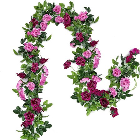 2 stk. Kunstige Blomsterkranser 15,8 Fod Rose Vine Silke Hængende