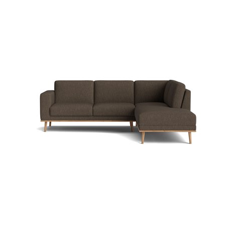 Norse hjørnesofa, højrevendt, Alpine Brun - Slidstærk Stof Sofa med Nozag fjedre - 250x206x87cm - Perfekt Hjørnesofa