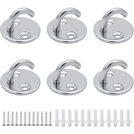 6 st takkrokar M5 öppna krokar gör ögleplatta ankare rostfritt stål öglekrokplatta för att hänga växter takfläkt myggnät lykta