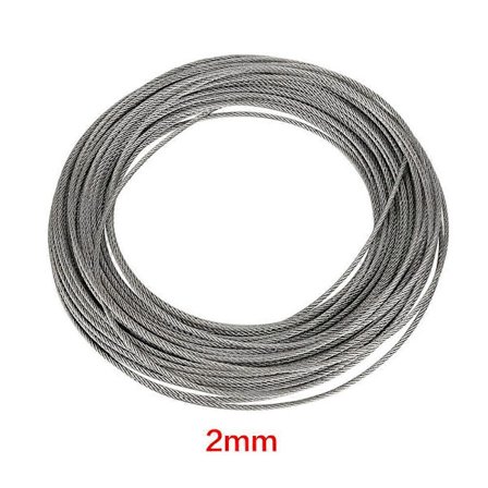 1 stk. 20 m 304 rustfrit stål kabel wire reb hård ståltråd til fiskeri løft 2 mm