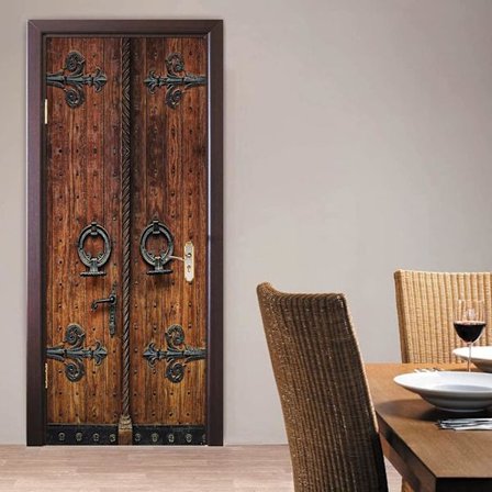 30,3"x78,7" 3D Retro Tredørmønster Dørklistremerke Skrell og Lim M