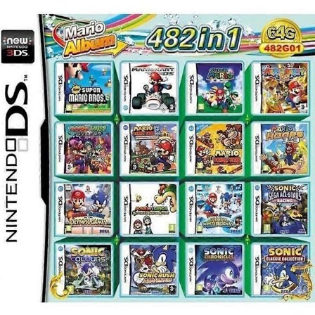 482-i-1 DS Mario Multicart Spelkassett för Nintendo DS NDSL NDSi 3DS 2DS