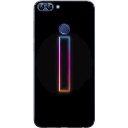 Kompatibel Mobilcover til Huawei Huawei P smart Minimalistisk neonbogstav I i regnbuefarver mod mørk baggrund