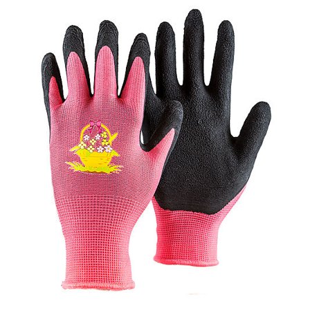 BATEX Hagehanske barn rosa med latexbelegg i håndfalten Str. 6