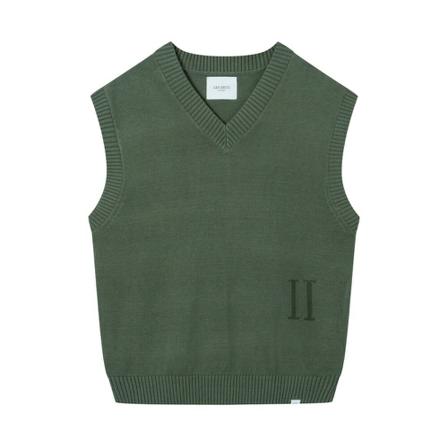 Les Deux Florent Linen Intarsia Slipover Grøn, Herre Veste