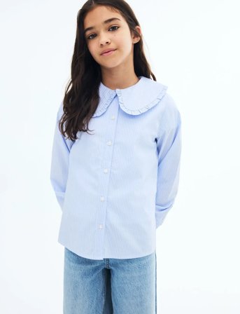 Mango Double Baby-Collar Shirt - Blue - 7