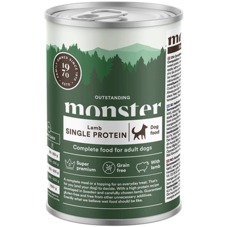 Monster Pet Food - Dog Adult Single Lamb Burk 400 g - Hund - Hundefôr & hundemat - Våtfôr & våtmat - ZOO.no