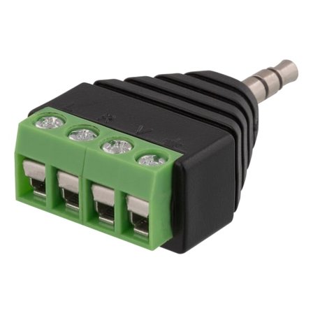 4 pole 3.5mm plug to 4-pin terminal block adapter