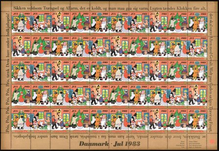 Danmark - julmärkeark 1983 - Takket - Ufoldet