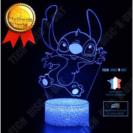 LED natlys 3D - TD - Lilo Stitch - 16 farver - Bordlampe - Barn