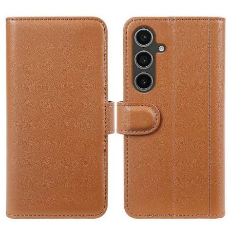 Ægte spaltlæder telefoncover med pung og stativ til Samsung Galaxy S24 FE