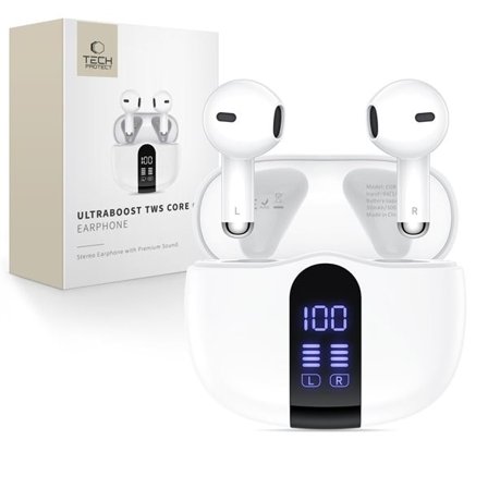 Tech-Protect UltraBoost TWS Core G2 hörlurar - Vit