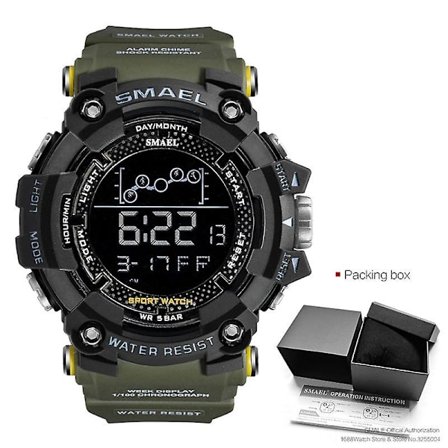 Smael Military Sports Digital Watch For Herr Vattentät Led Bakgrundsbelysning Armbandsur Vecka Datum Väckarklocka Relogio Reloj
