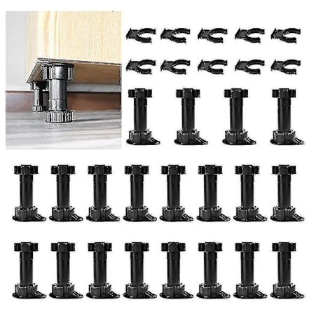 20 stk. Justerbare møbelfødder Skabsfod Ben Enhed Skabsben Med Pladeclips Til Køkken Ba 2024THO