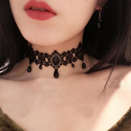 Gotisk Choker Victorian Tattoo Halskjede Svart Blonder