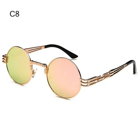 Runda Steampunk Solglasögon Metallram Solglasögon C8 C8